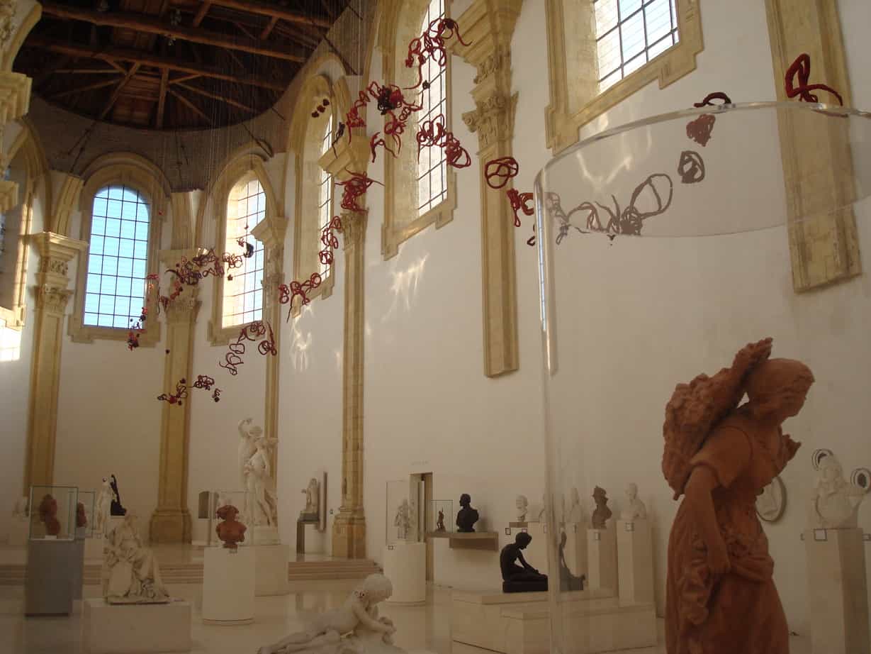 linen sculptures exhibition in chapel by Aude Franjou Musee de la Chartreuse in Douai, France