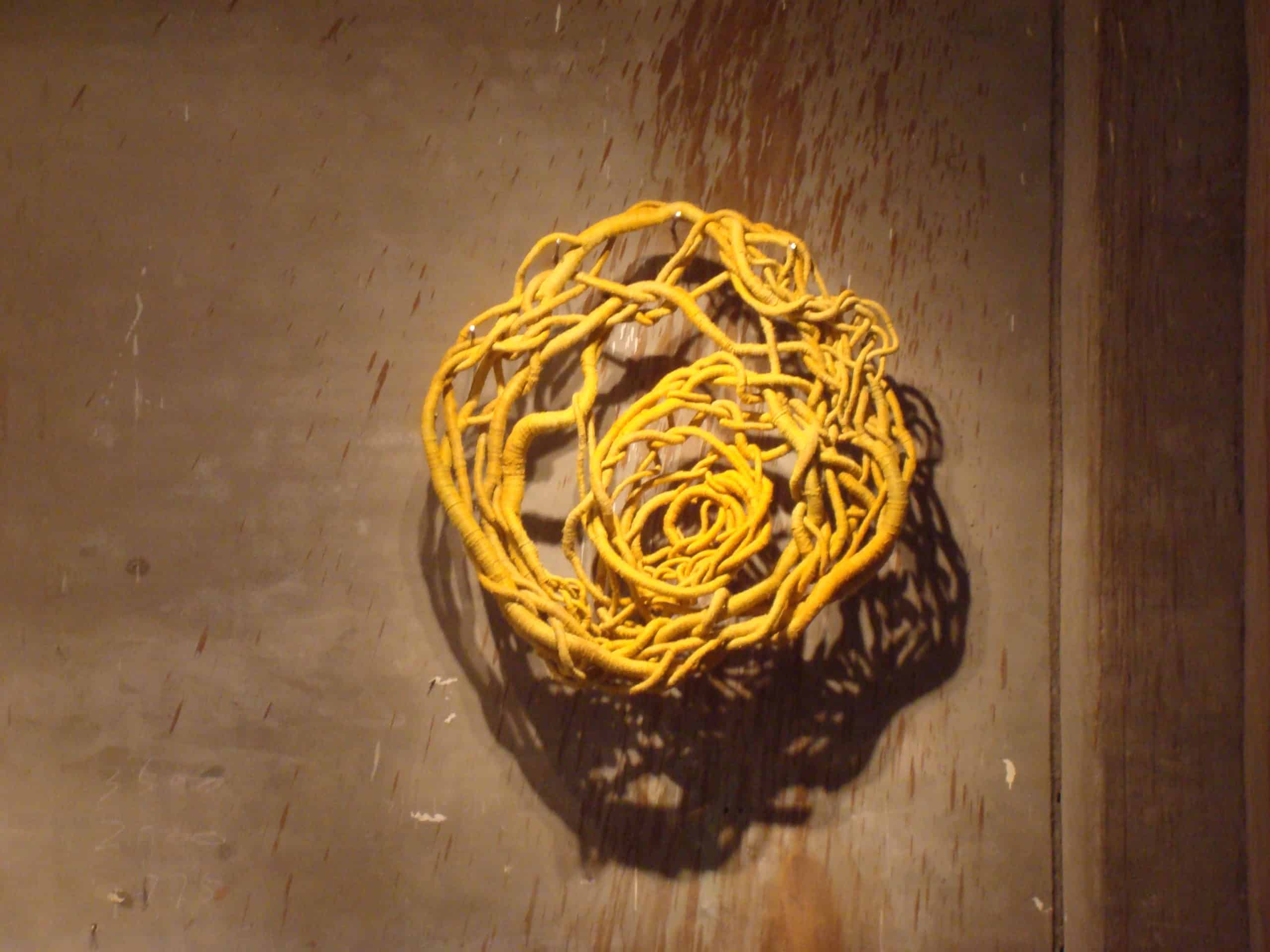 A yellow sculpture by Aude Franjou at the Cheongju craft biennale