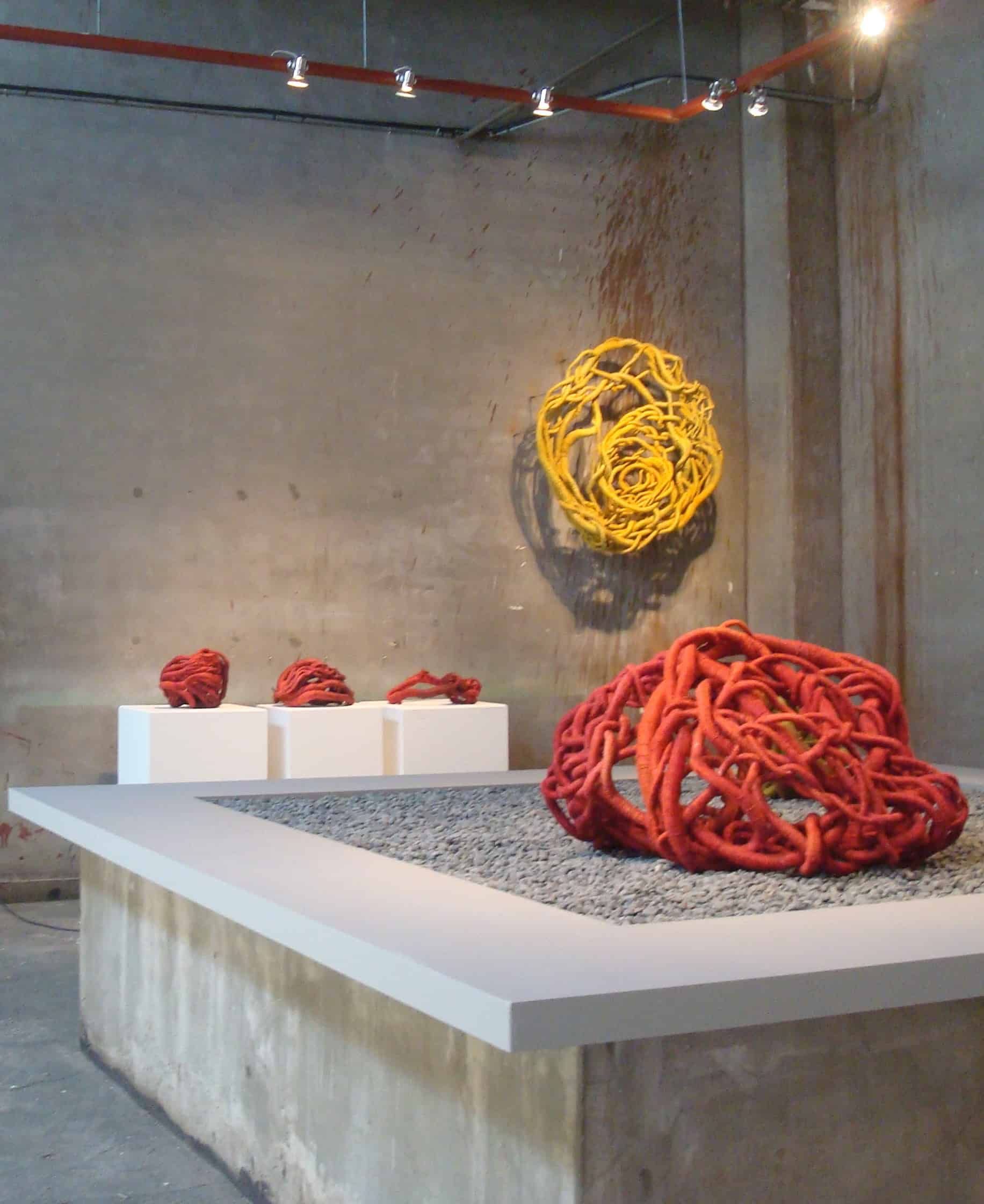 Aude Franjou red and yellow pieces exhibition at Cheongju International Craft biennale, Korea