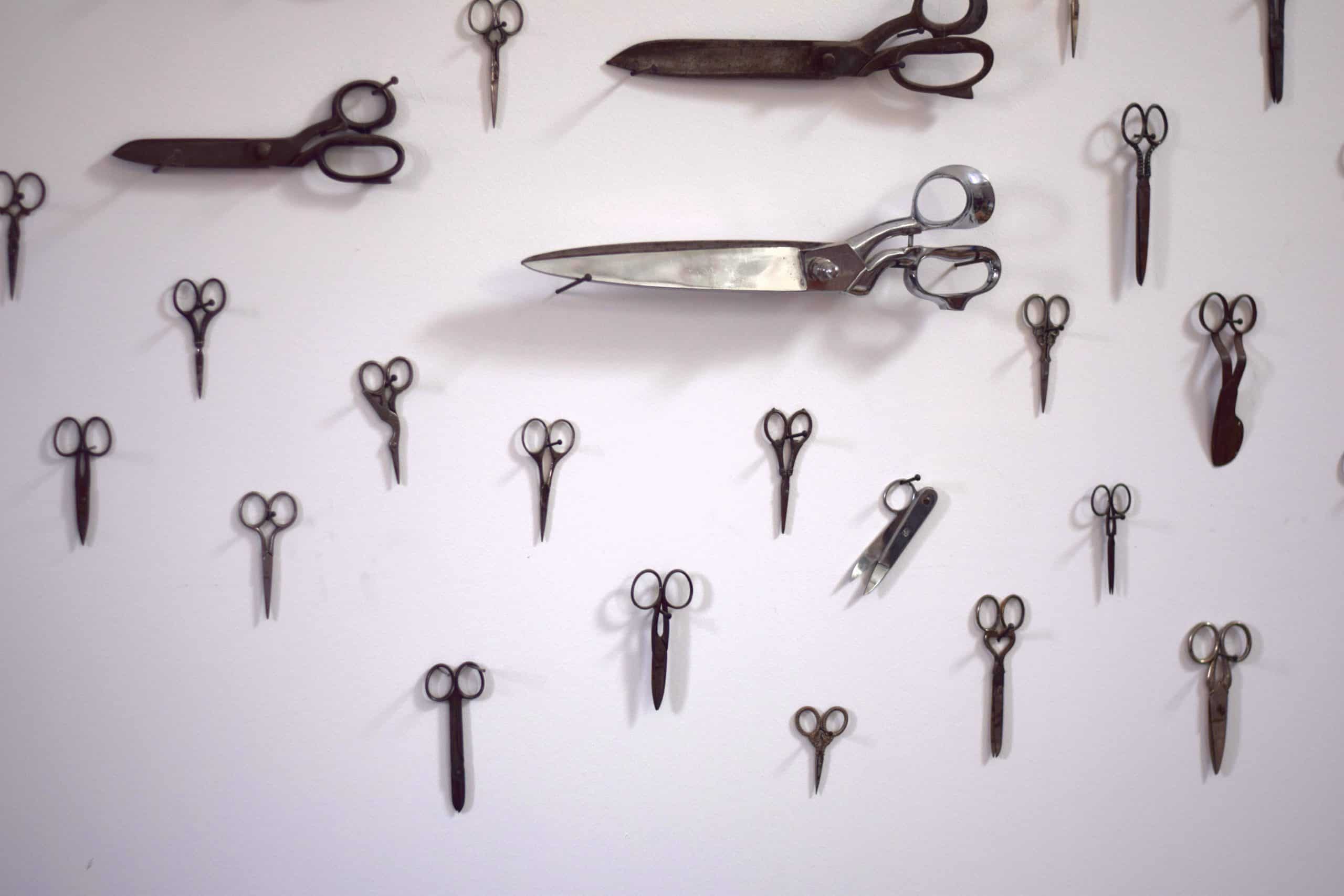 collection of scissors in Aude Franjou's workshop