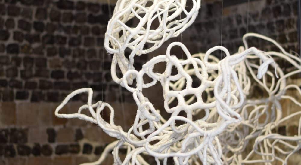 White coral-like sculptures by Aude Franjou, exhibition at Saint Valery en Caux by Aude Franjou