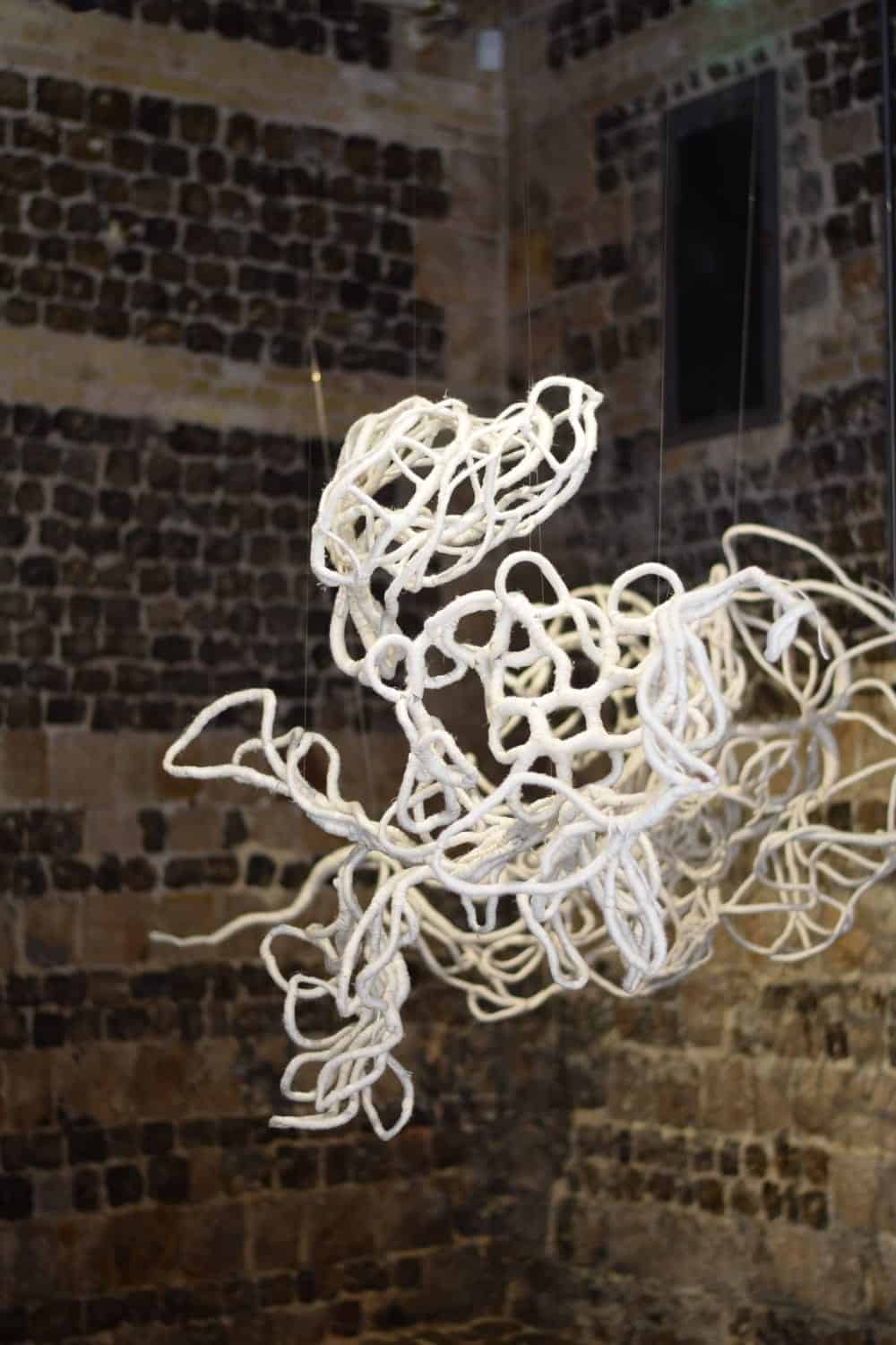 White coral-like sculptures by Aude Franjou, exhibition at Saint Valery en Caux by Aude Franjou