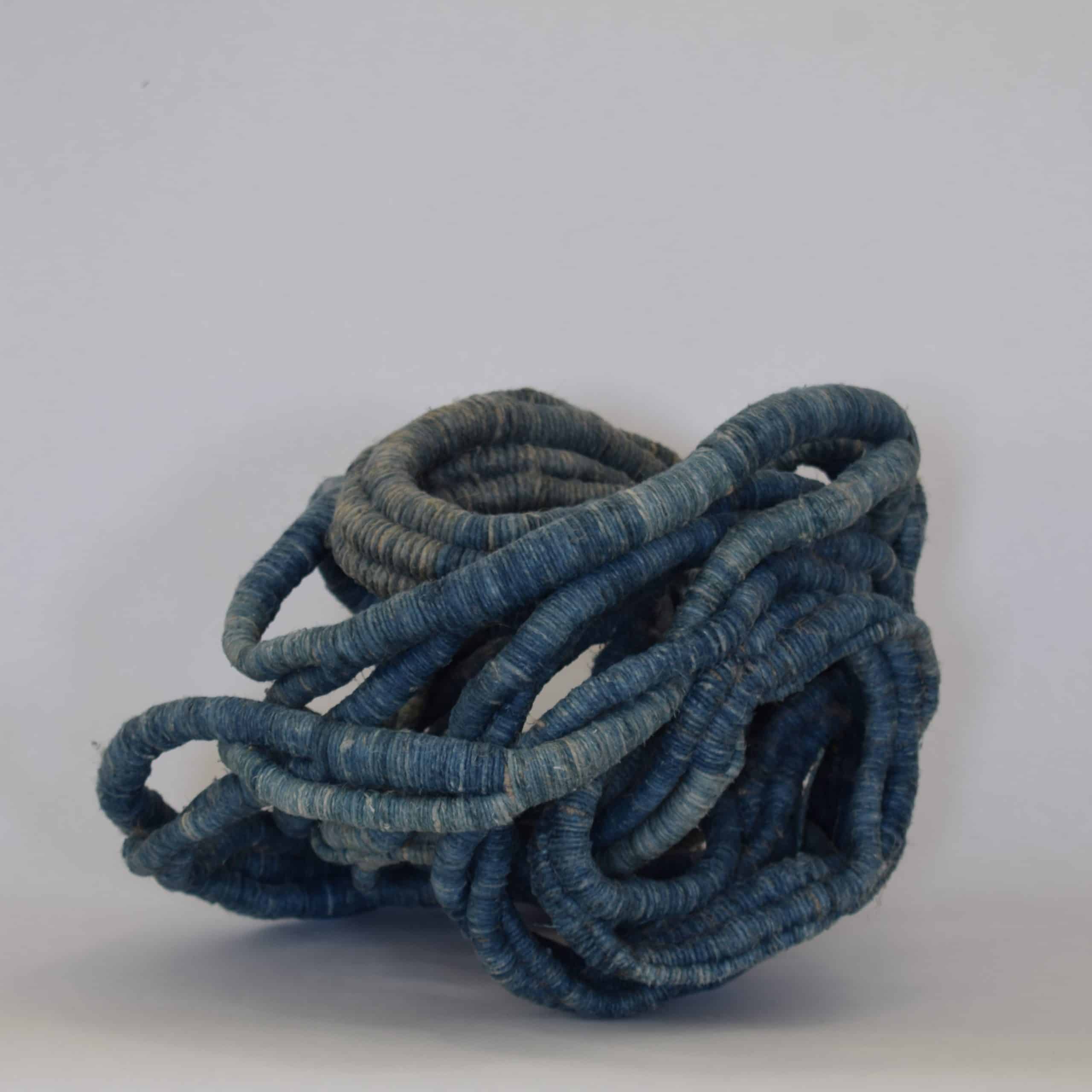 Picture of an indigo blue sculpture by Aude Franjou, natural dye