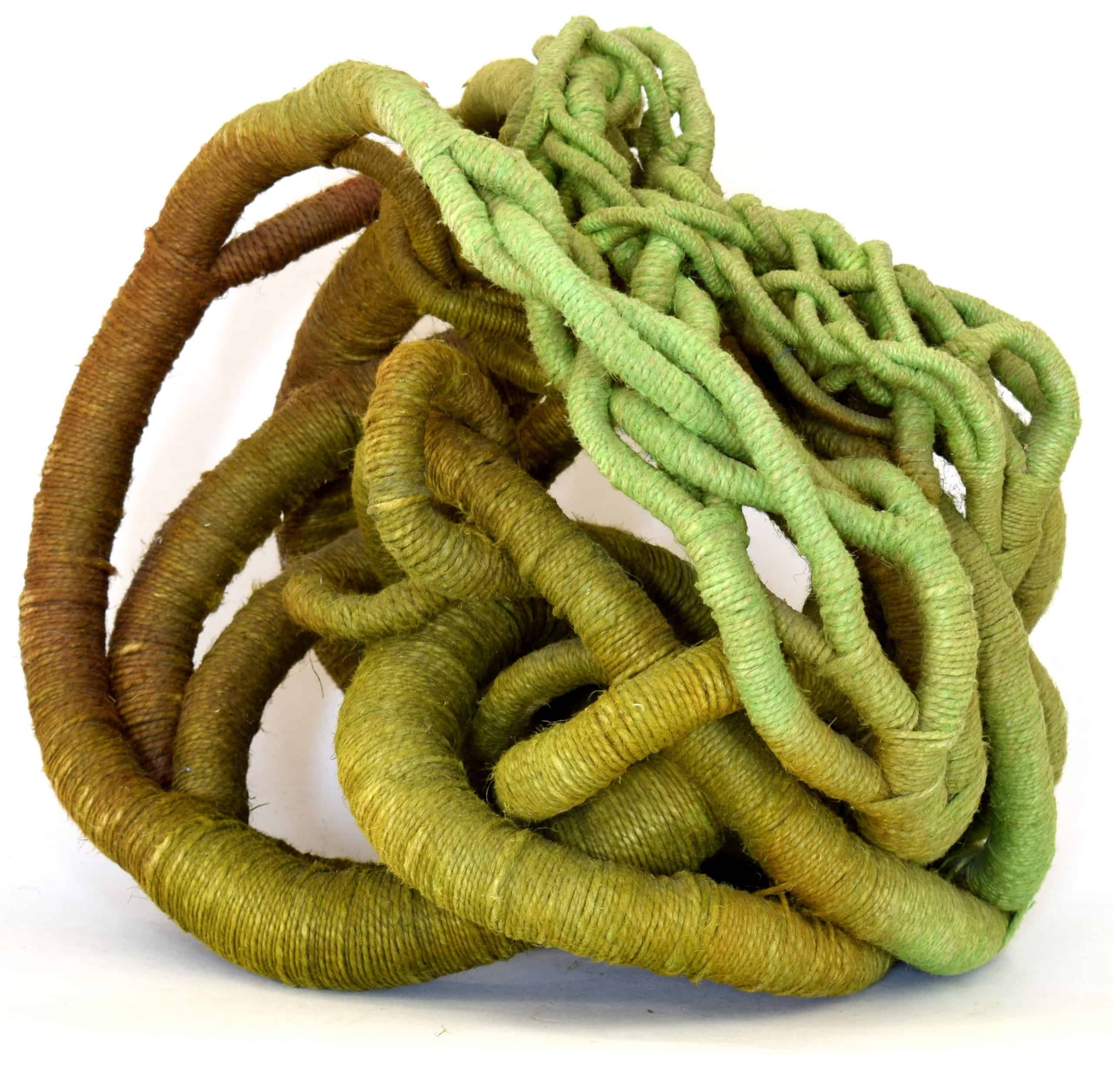 green linen sculpture by Aude Franjou